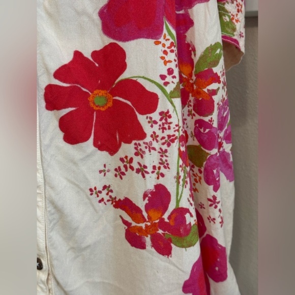 Free People Share Good Vibes Buttondown XS Ivory Pink Combo Floral - Picture 8 of 12